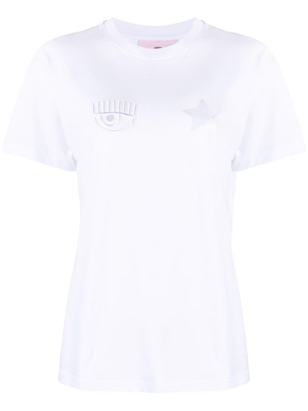 Eyelike-embroidered cotton T-shirt