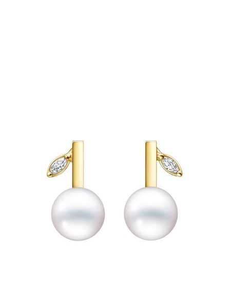 18kt yellow gold Kugel pearl and diamond earrings