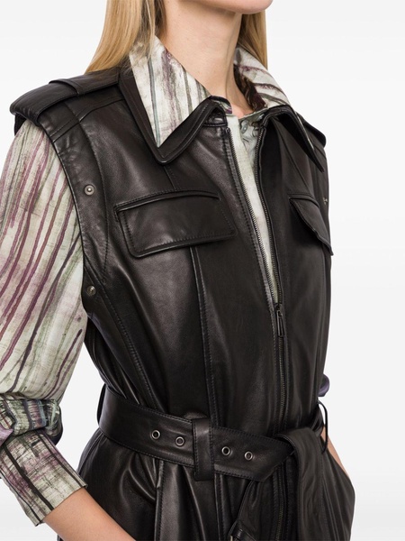 detachable-sleeves leather jacket 