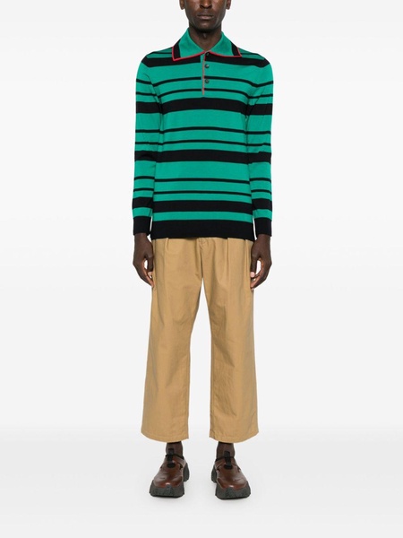 Striped Long-Sleeve Polo Shirt