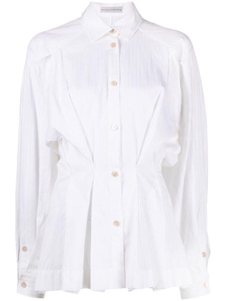 gathered-waist cotton shirt