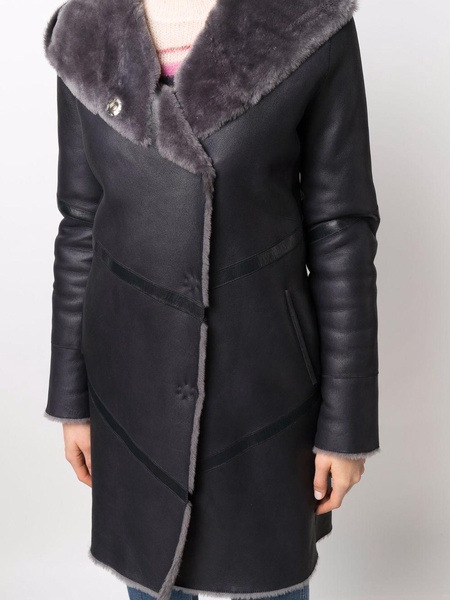 shearling-lined leather coat