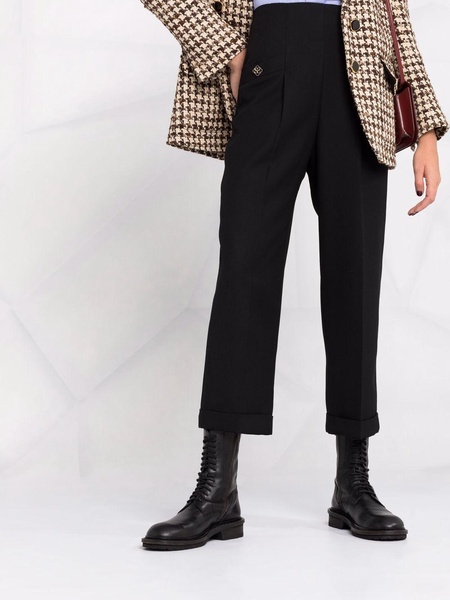 high-waisted cropped trousers