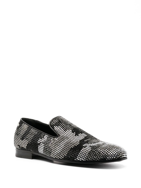 embellished camouflage moccasin loafers