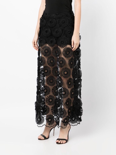 embroidered-motif maxi skirt 