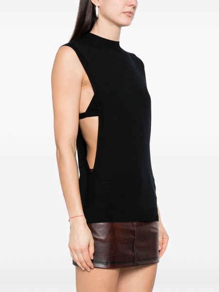 sleeveless wool-silk top