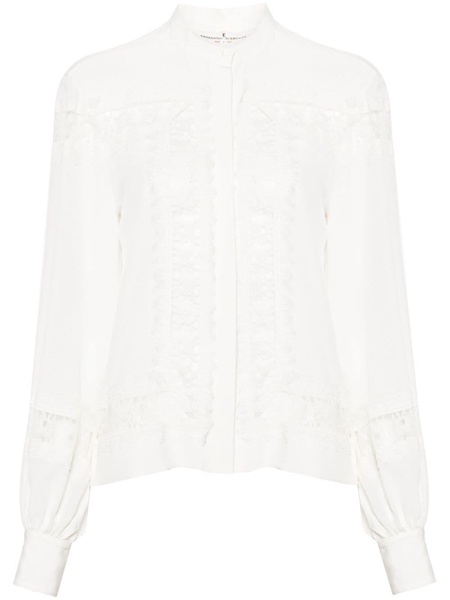 floral-lace silk shirt