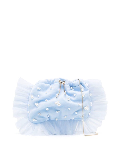 drawstring ruffle clutch bag