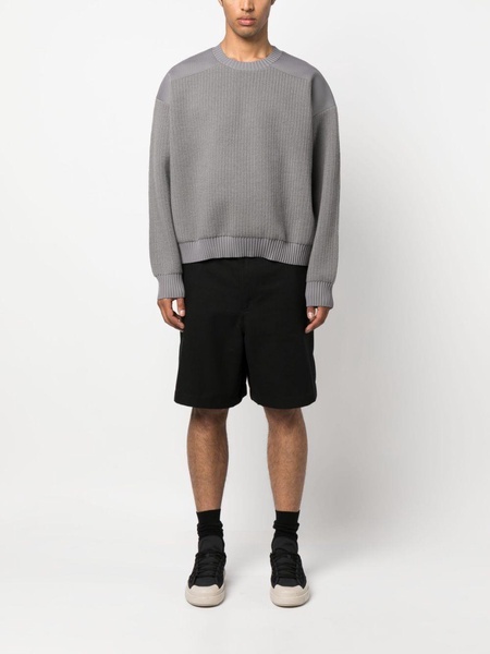 ribbed-panneling crew-neck jumper