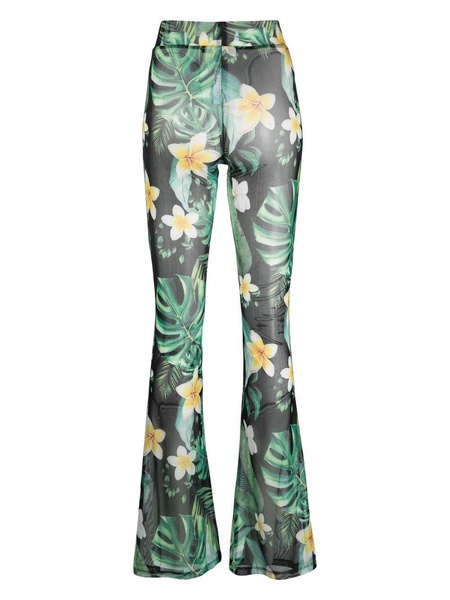 Hawaii-print flared trousers