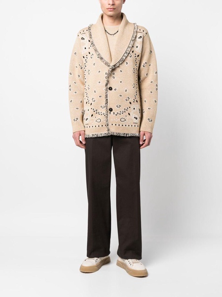 bandana-print jacquard knitted cardigan