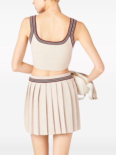 stripe-trim cashmere cropped top