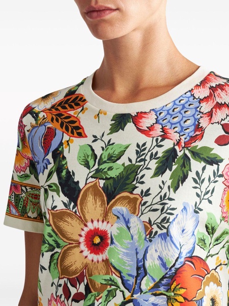 floral-print cotton T-shirt