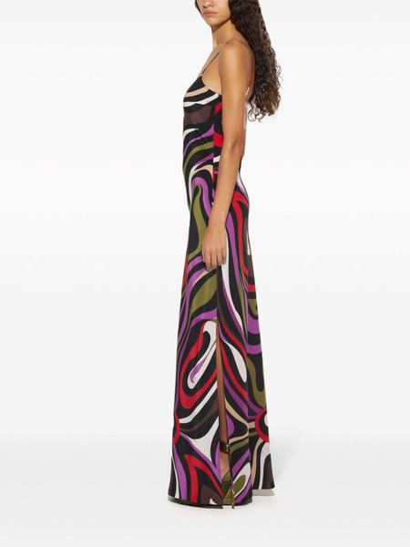 Marmo-print silk maxi dress 