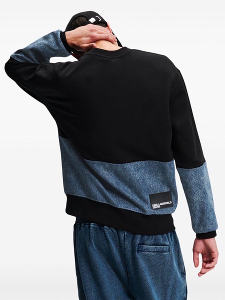 paneled denim sweatshirt