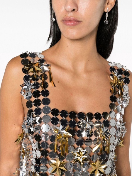 star-embellished chainmail minidress