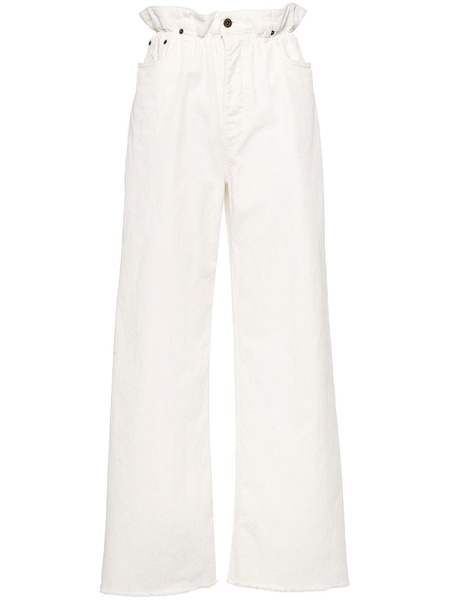 ruffled paperbag-waist wide-leg jeans