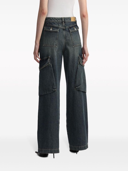 high-rise wide-leg cargo jeans