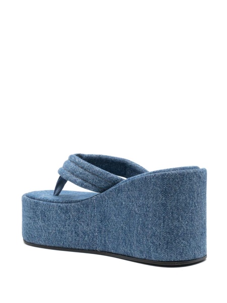 denim 100mm wedge sandals