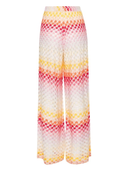 seashell-knit wide-leg trousers