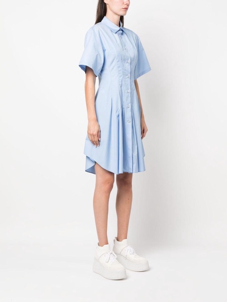 pleat-detailing flared cotton shirtdress