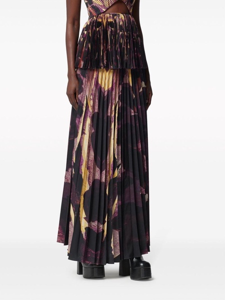 Lemna abstract-print pleated skirt