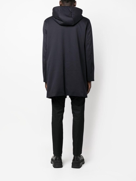 drawstring-hooded zipped coat