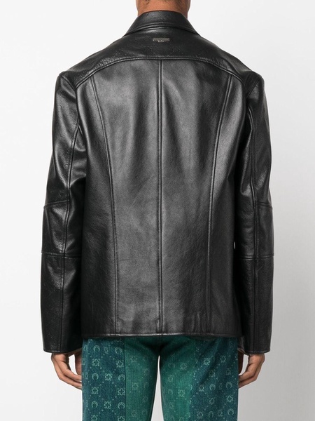 logo-debossed leather jacket