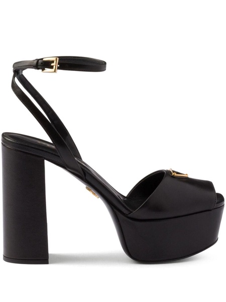 115mm leather platform sandals