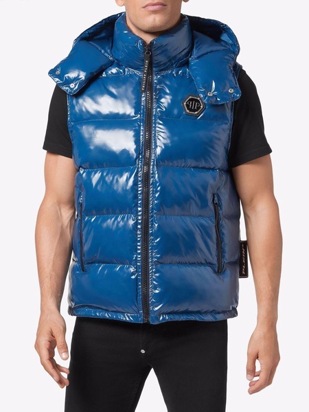 high-shine padded gilet