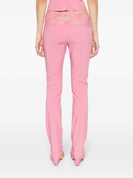 lace-panel slim-fit trousers