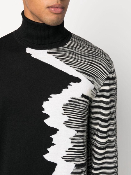 stripe-pattern roll-neck jumper