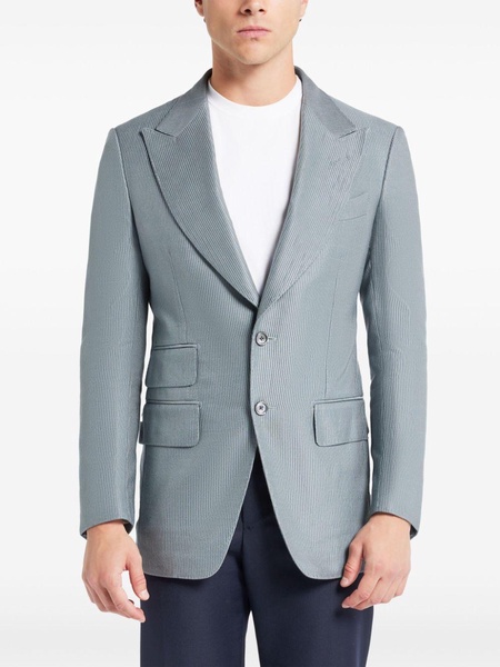 ribbed single-breasted blazer