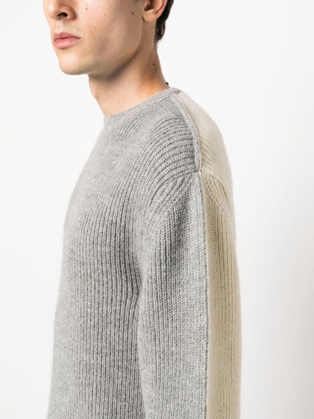 two-tone ribbed-knit jumper