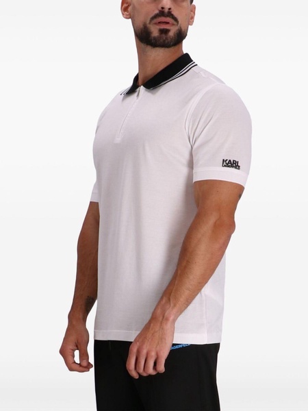 contrasting-collar cotton polo shirt