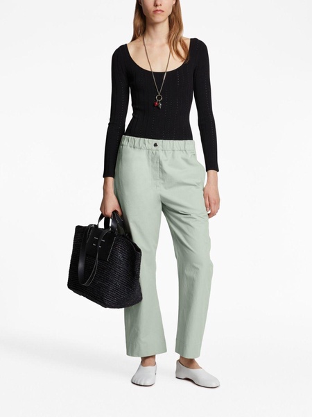 straight-leg cotton-blend trousers