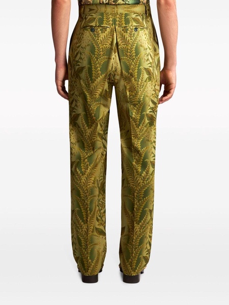 Foliage-jacquard tailored trousers