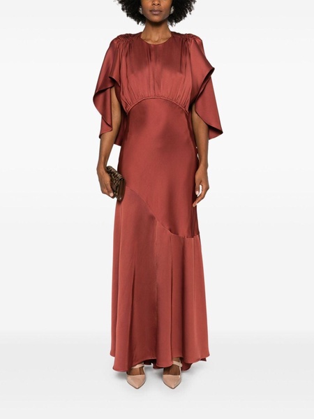 cape-insert round-neck maxi dress