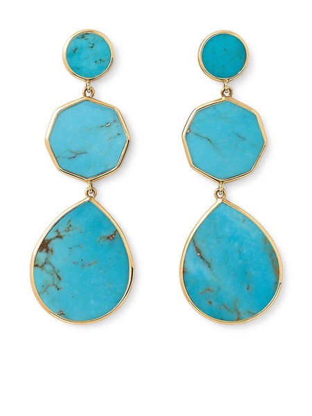 18kt yellow gold Polished Rock Candy Crazy 8's 3 turquoise drop earrings