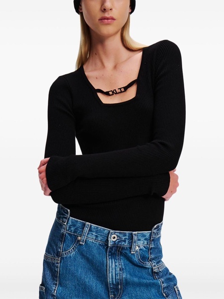 square-neck knitted top