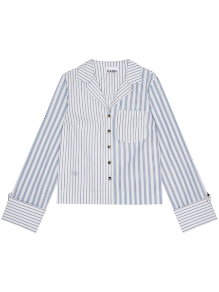 stripe-print cropped poplin shirt