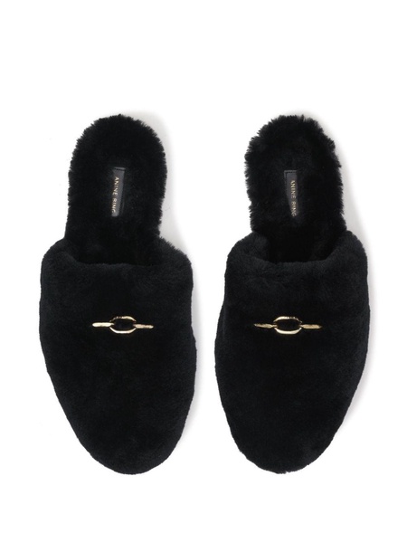 link-detail shearling mules