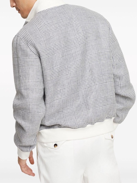 houndstooth linen blend shirt jacket