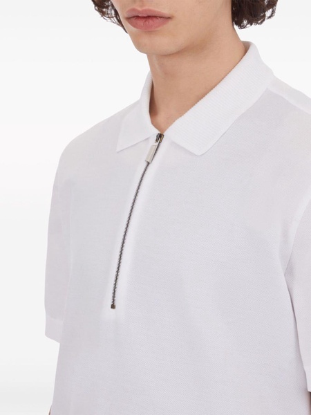 White Short-Sleeve Cotton Polo Shirt