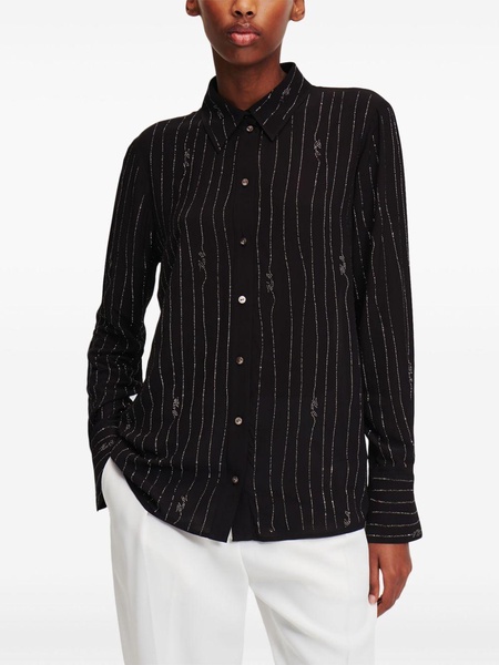 pinstriped rhinestone-embellished shirt