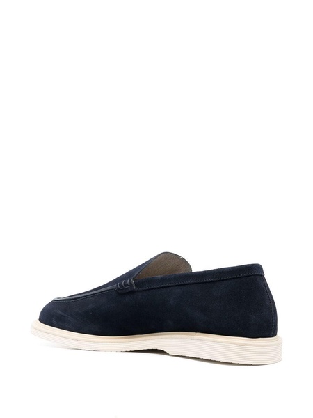 almond-toe suede loafers