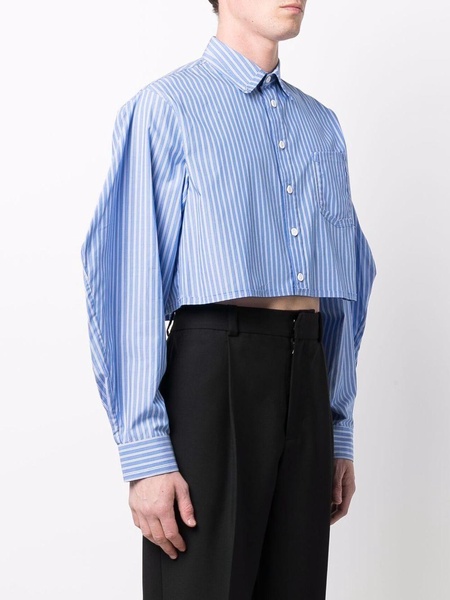 striped cropped button-up shirt