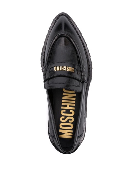 logo-lettering chunky leather loafers