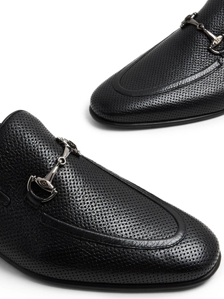 perforated horsebit-detail leather loafers