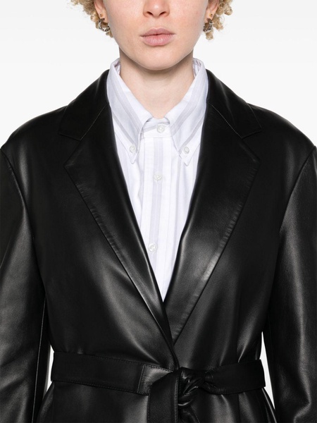 Black Babil Leather Trench Coat